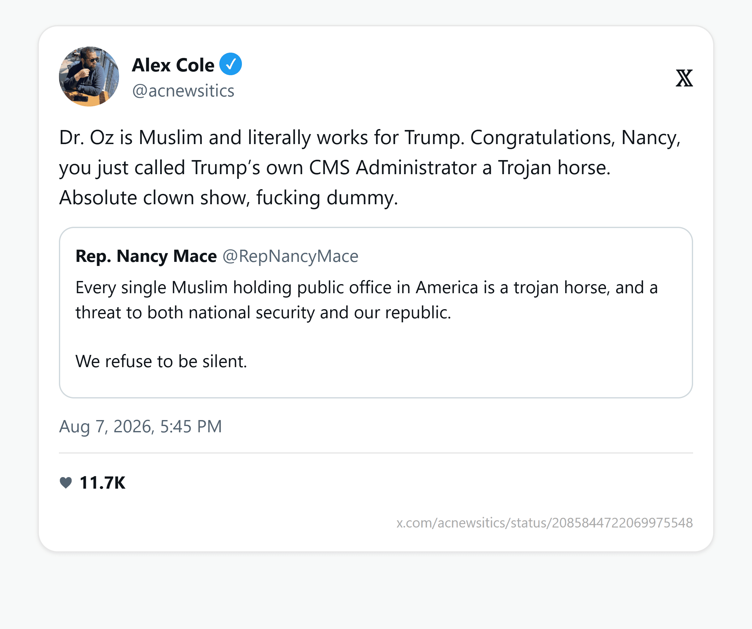 Mace calls every Muslim officeholder a 'trojan horse,' then declares: 'Total Islamaphobe here': image 9
