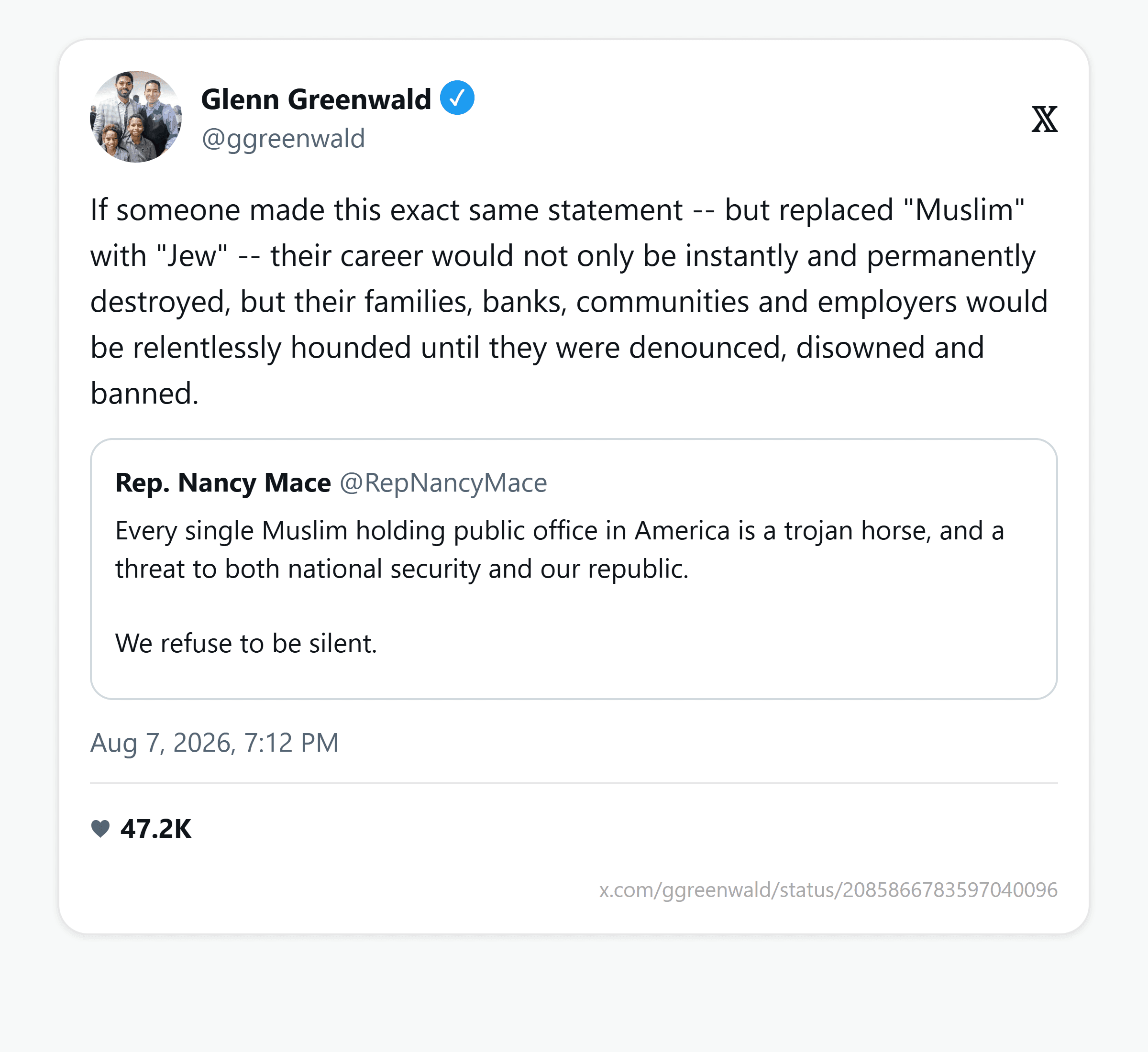 Mace calls every Muslim officeholder a 'trojan horse,' then declares: 'Total Islamaphobe here': image 4