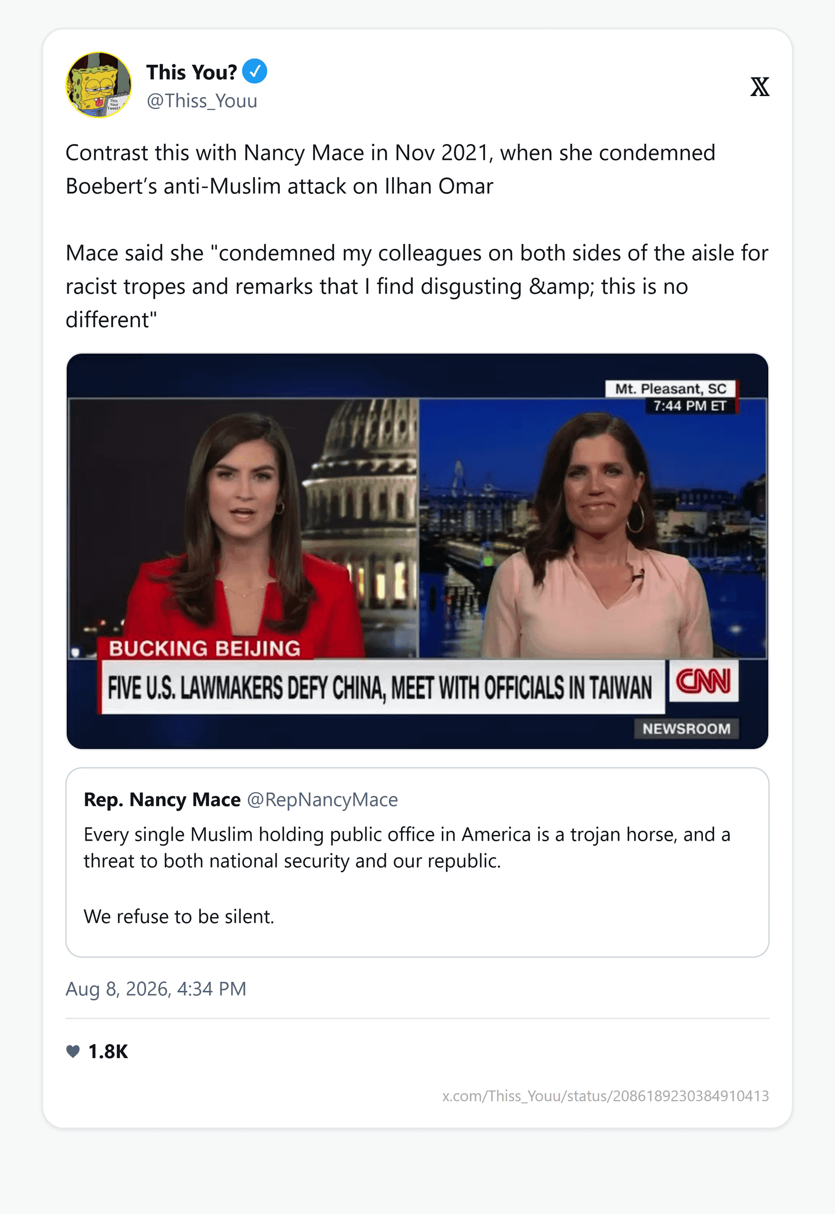 Mace calls every Muslim officeholder a 'trojan horse,' then declares: 'Total Islamaphobe here': image 8