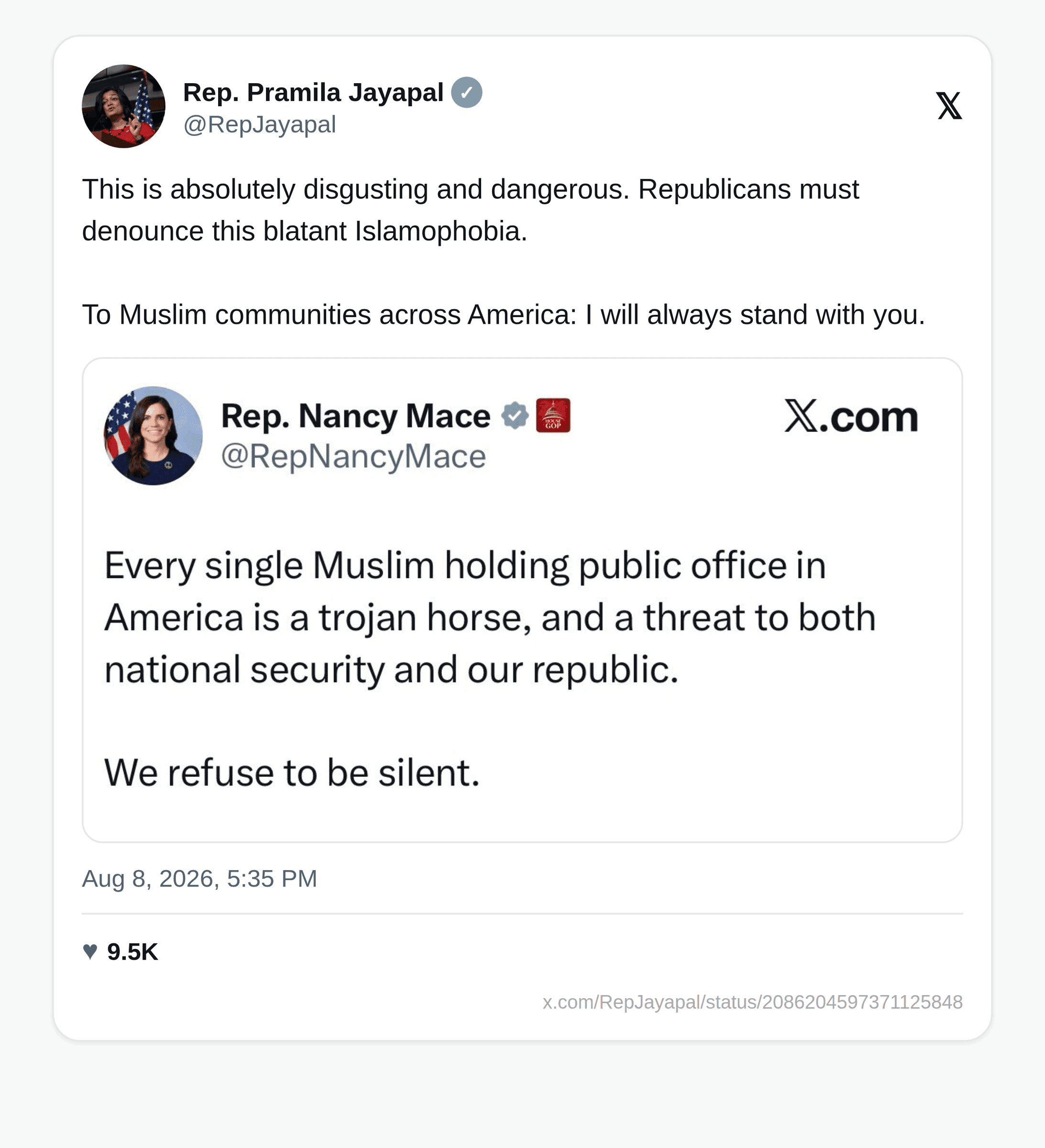 Mace calls every Muslim officeholder a 'trojan horse,' then declares: 'Total Islamaphobe here': image 12