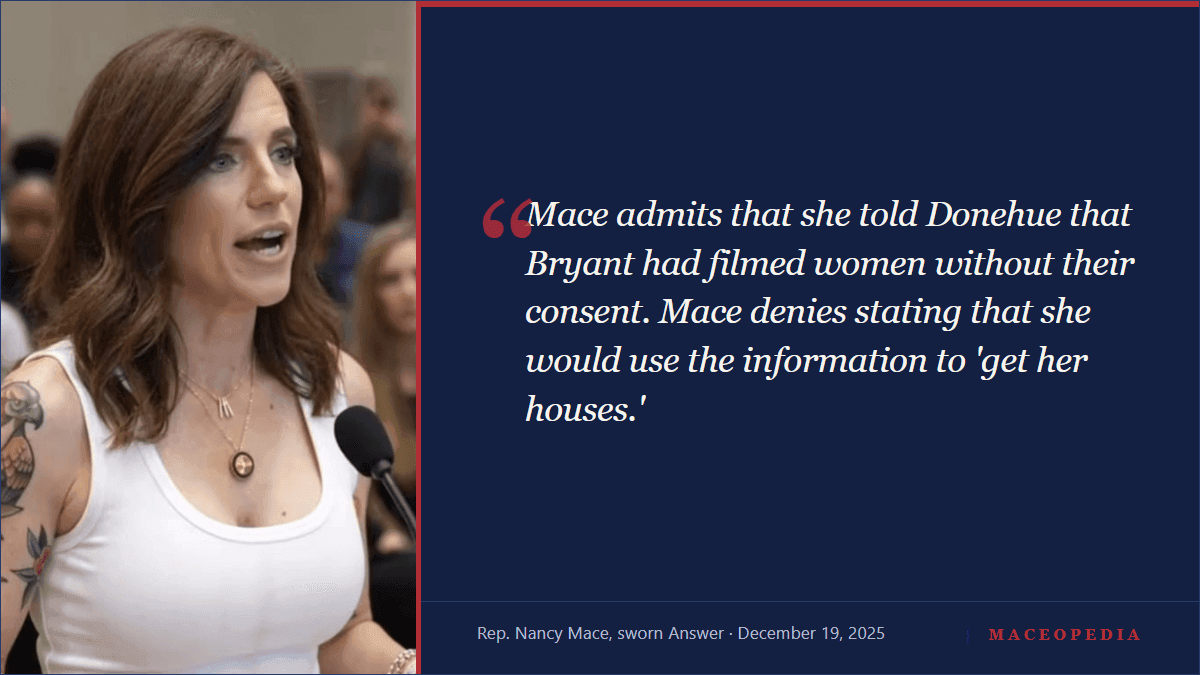 In her own sworn Answer, Mace admits she 'placed an air tag on Bryant's car for one day in August 2023': image 2