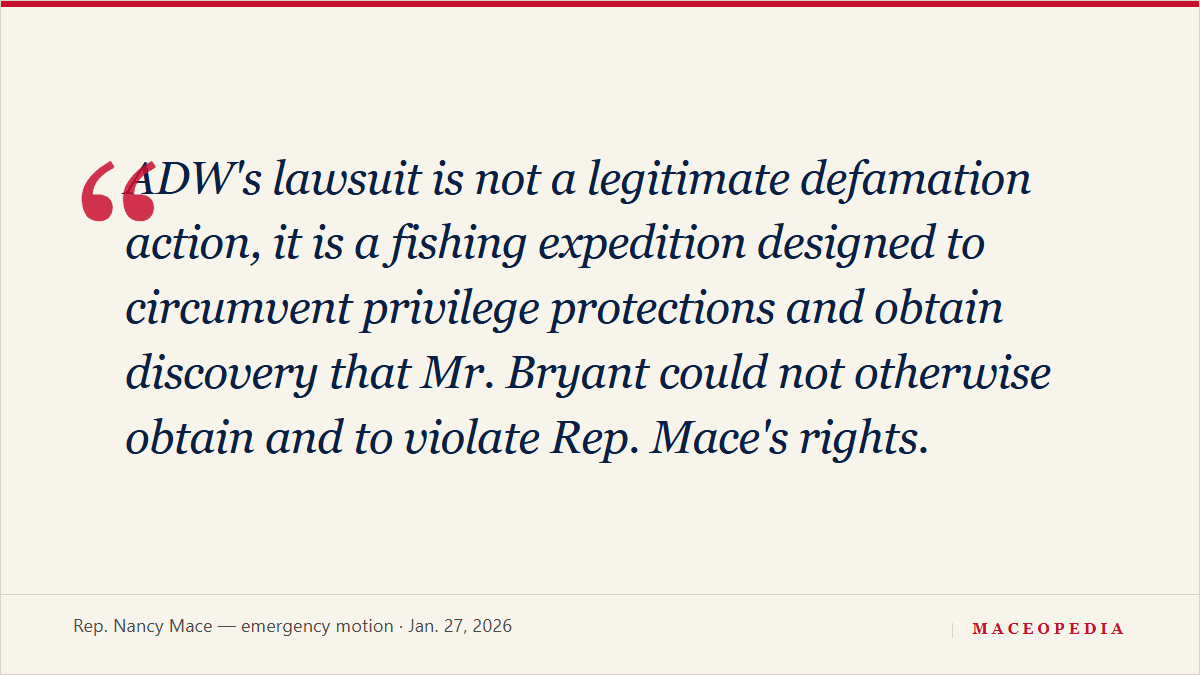 Mace Calls ADW's Breach-of-Contract Suit a 'Fishing Expedition,' Moves to Dismiss It, Despite Not Being a Party: image 1