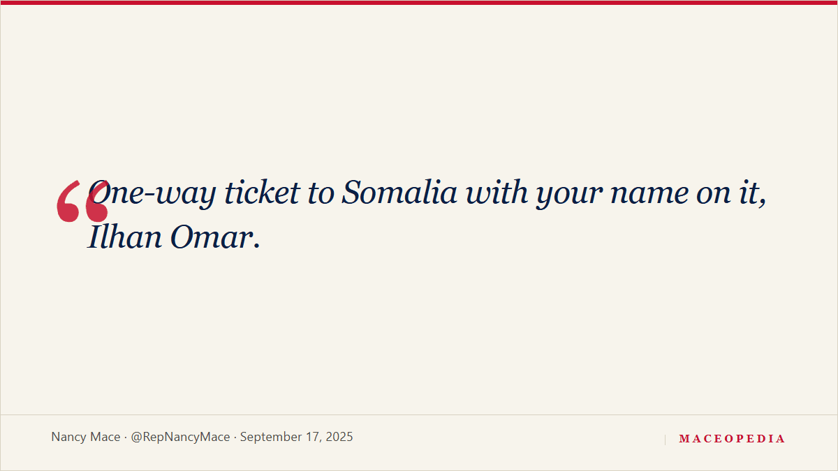 Mace to Rep. Ilhan Omar: 'One-way ticket to Somalia': image 1