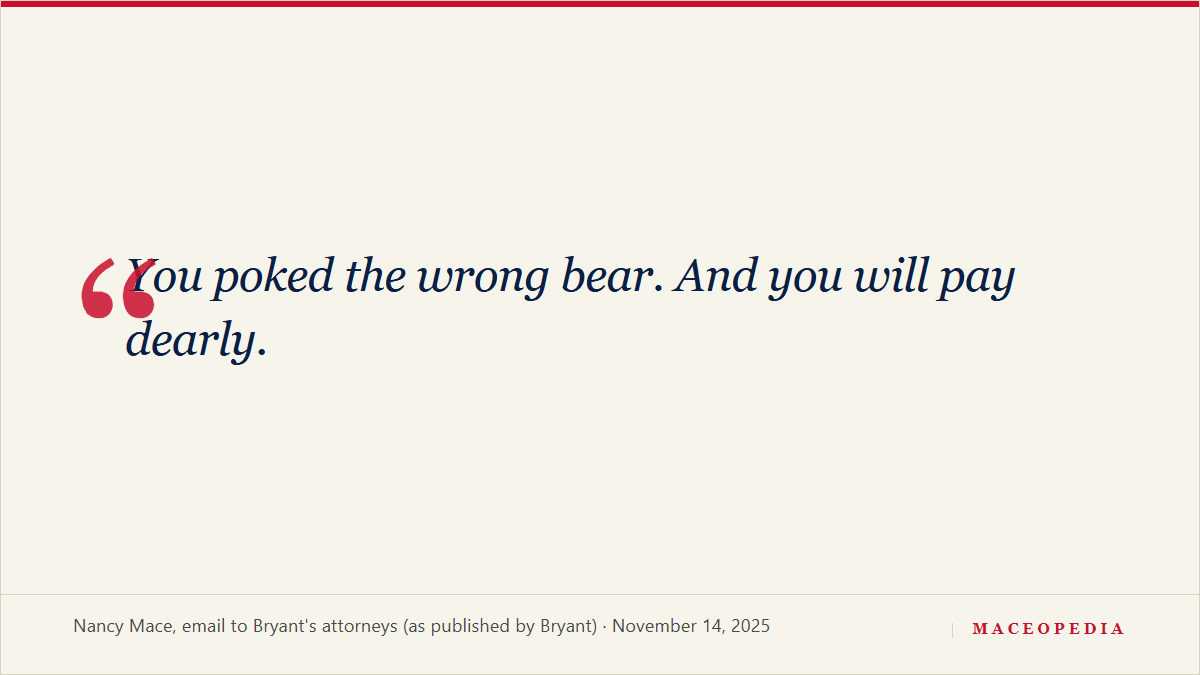 Patrick Bryant publishes Mace's emails to his lawyers: 'You poked the wrong bear. And you will pay dearly.': image 1