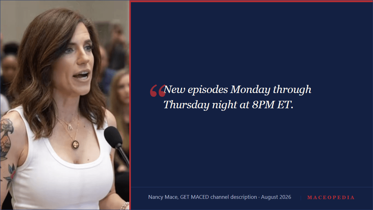 Nancy Mace Puts 'Get Maced' on a Clock: A Fixed Nightly Show, 8PM Monday Through Thursday: image 2