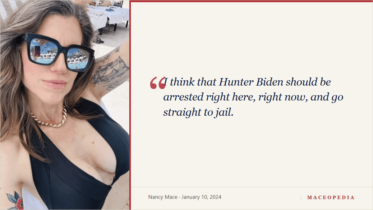 Mace calls for Hunter Biden to be 'arrested right here, right now, and go straight to jail': image 1