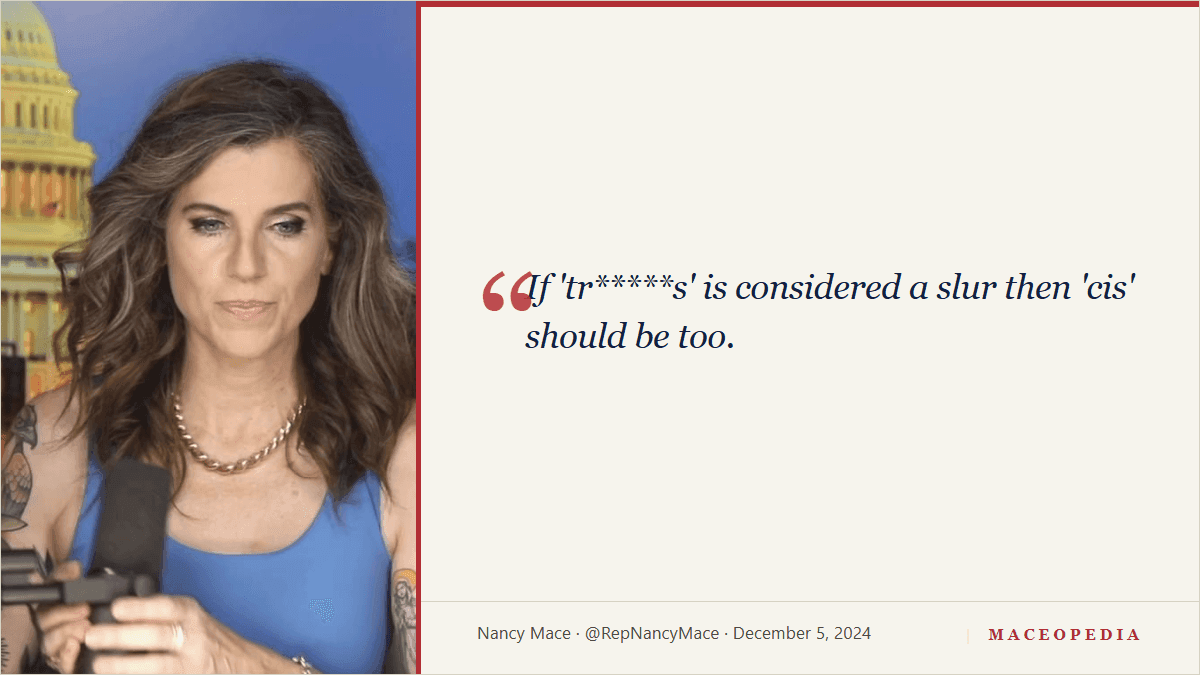 Mace posts on X: 'If tr*****s is considered a slur then cis should be too': image 1