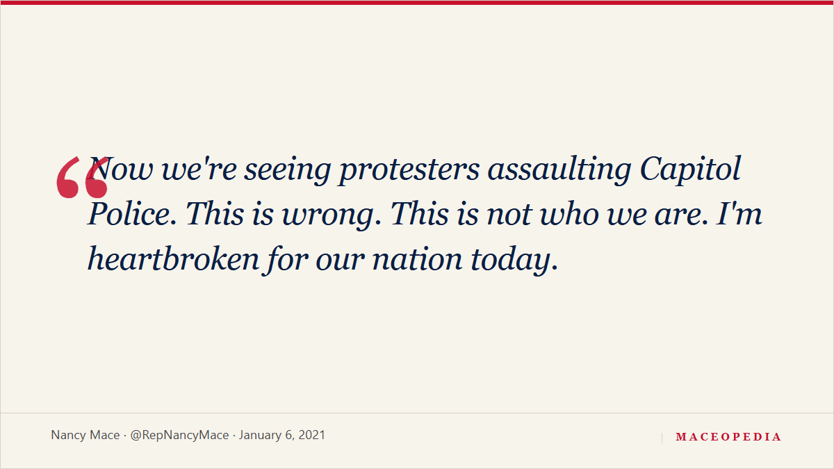 Sheltering in the Capitol on Jan. 6, Mace says 'This is not who we are': image 1