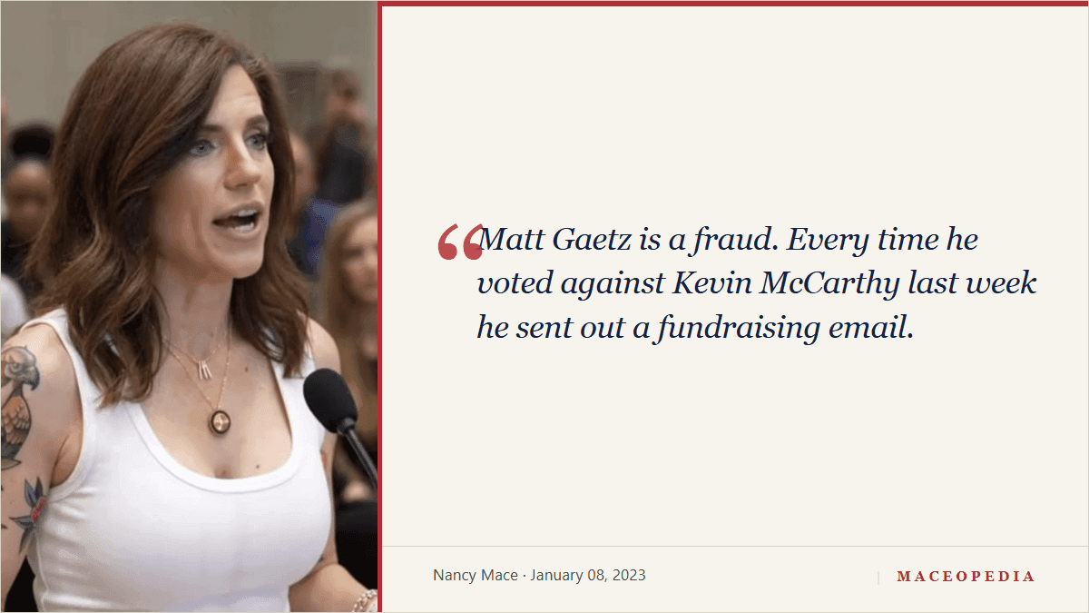 Mace calls Matt Gaetz 'a fraud' for fundraising off speaker votes, then does the same nine months later: image 1