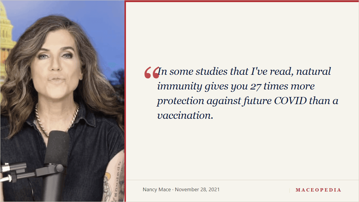 Mace on Fox News: natural immunity gives '27 times more protection' than vaccines: image 1