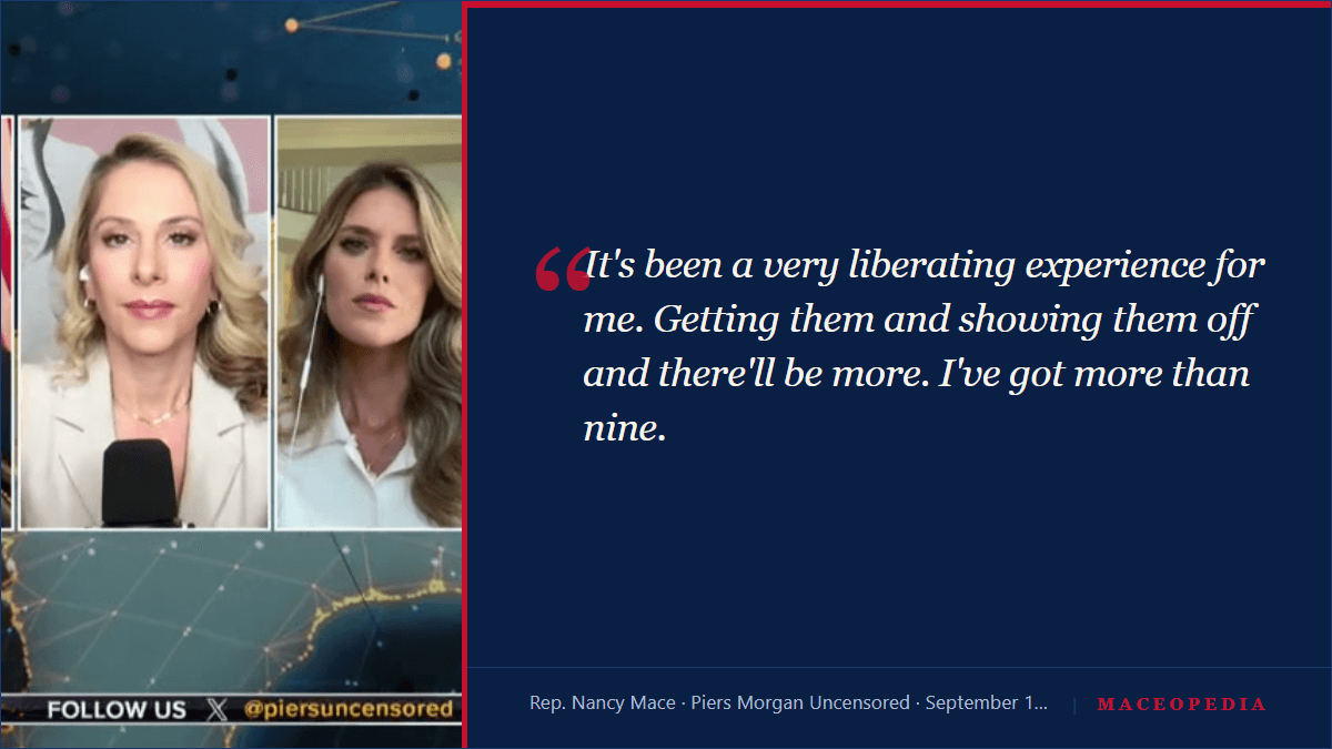 Mace tells Piers Morgan her tattoos helped her process trauma: "One of the ways that I have dealt with that trauma is by artwork, is by the tattooing": image 2