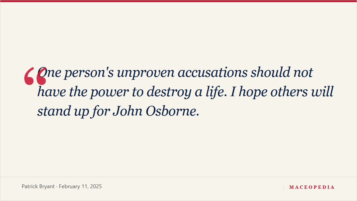 Patrick Bryant: 'I hope others will stand up for John Osborne': image 1