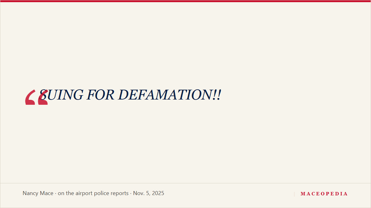 Mace announces intent to sue: 'SUING FOR DEFAMATION!!': image 1