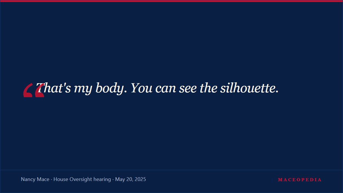 At her own surveillance hearing, Mace displays a 'naked silhouette' of herself: 'That's my body. You can see the silhouette.': image 1