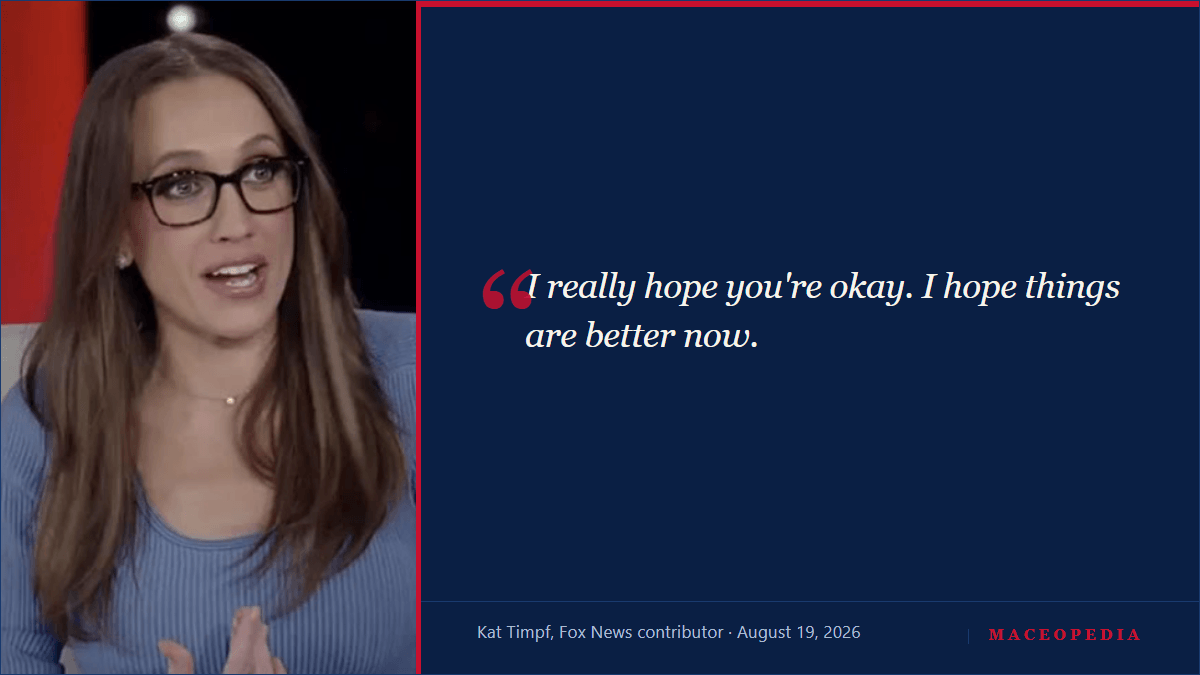 'I Really Hope You're Okay': Kat Timpf Reacts on Fox to Nancy Mace's Tattoo Explanation