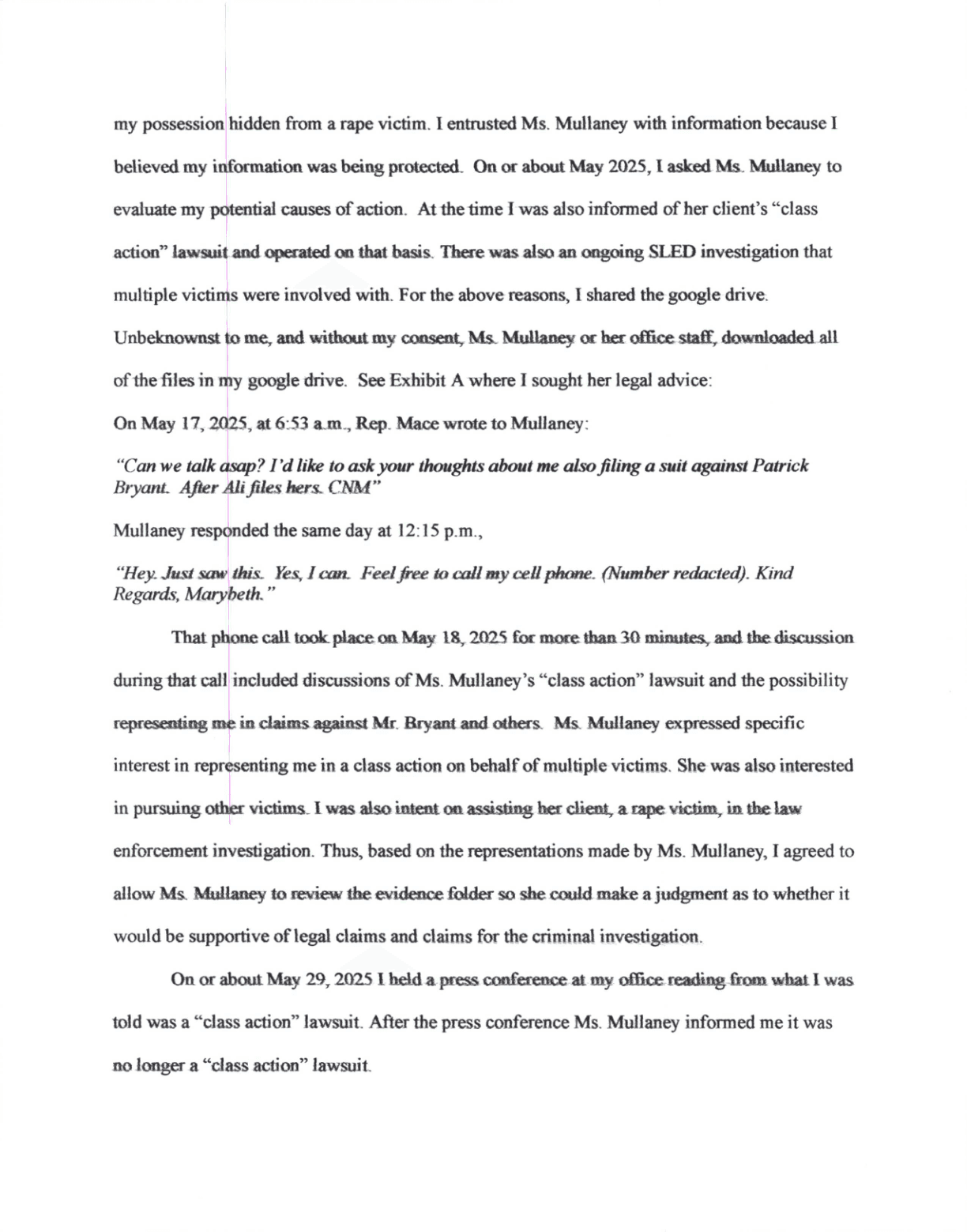 Supplemental Brief, p. 2, “I shared the google drive” and the May 17, 2025 email to Mullaney.
