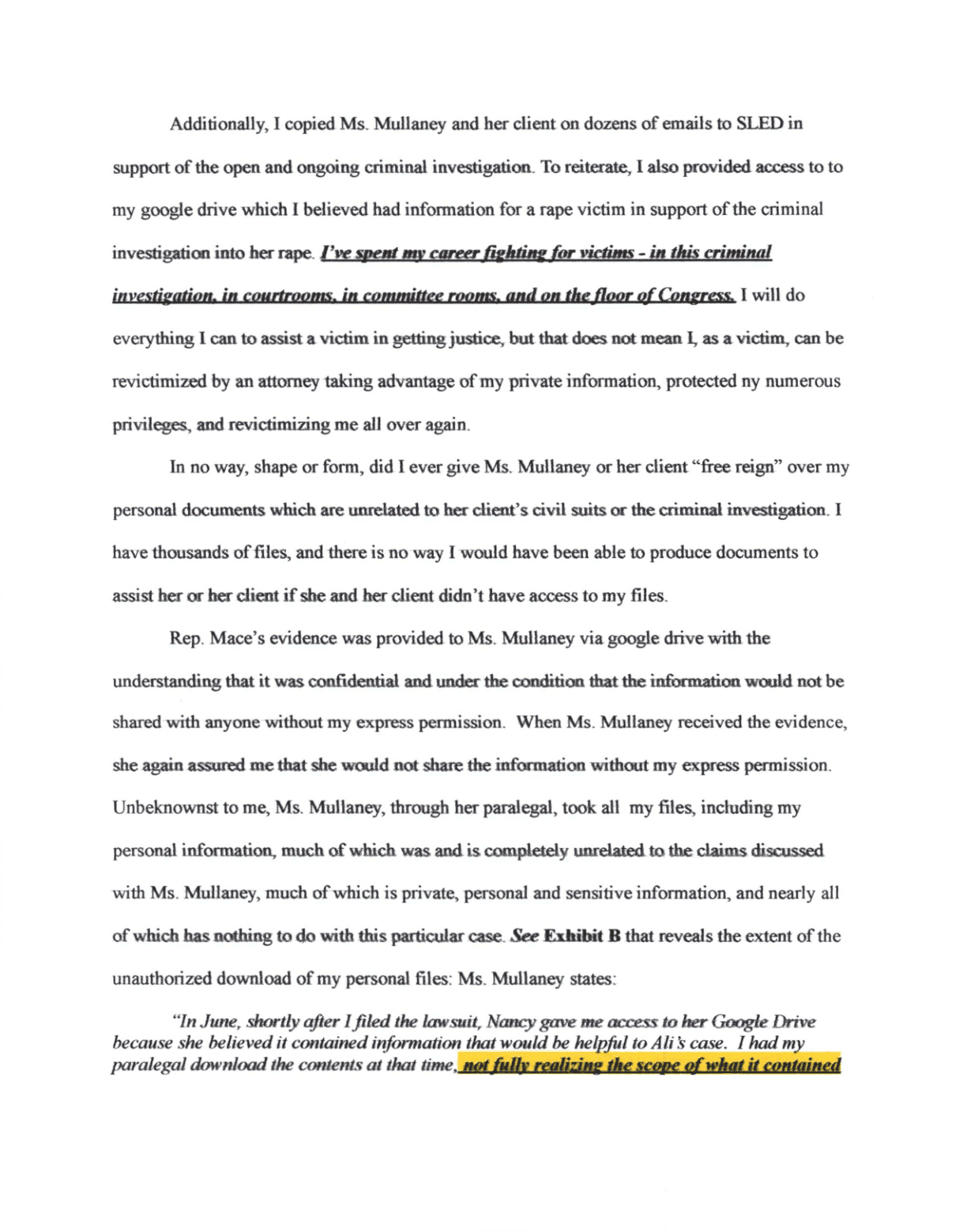 p. 3, “I also provided access to my google drive.”
