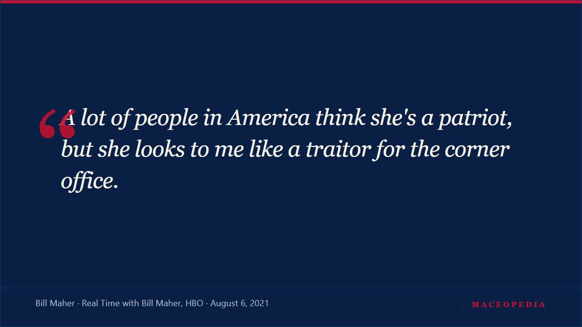 Bill Maher: Nancy Mace "looks to me like a traitor for the corner office": image 1