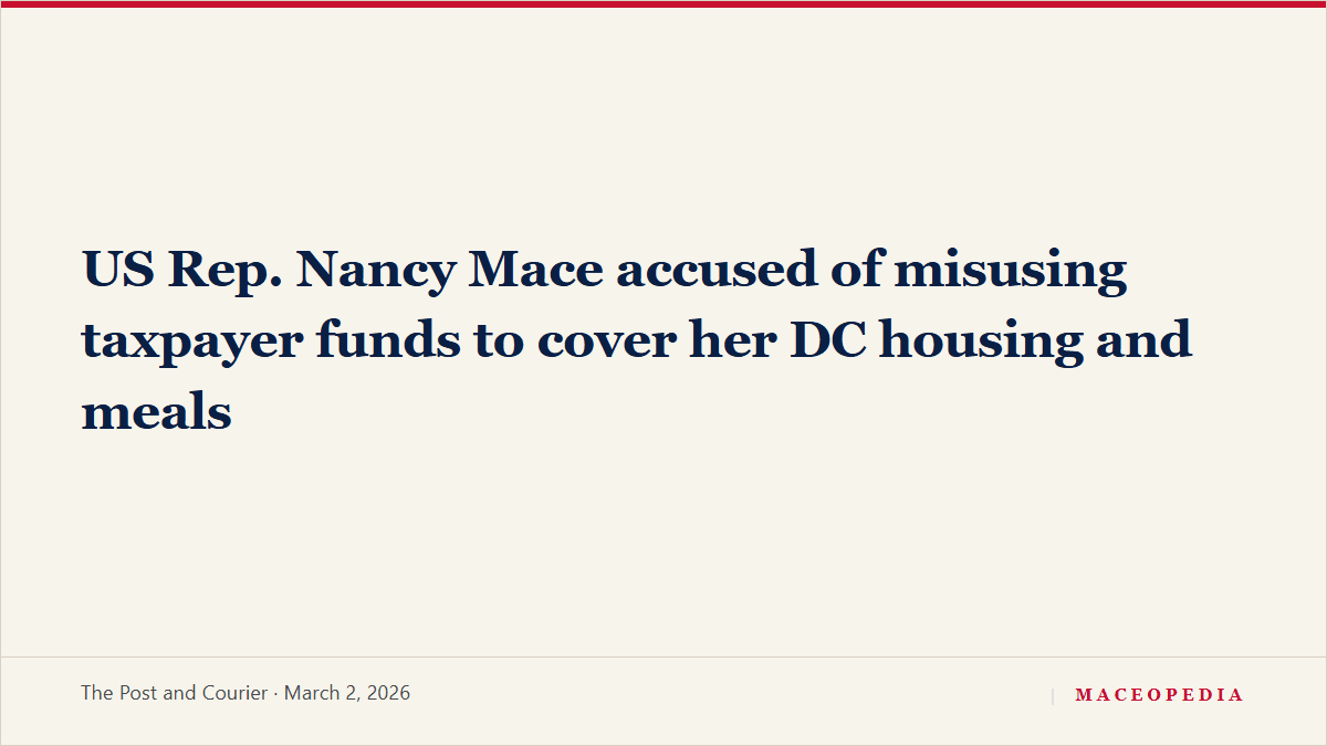 US Rep. Nancy Mace accused of misusing taxpayer funds to cover her DC housing and meals: image 1