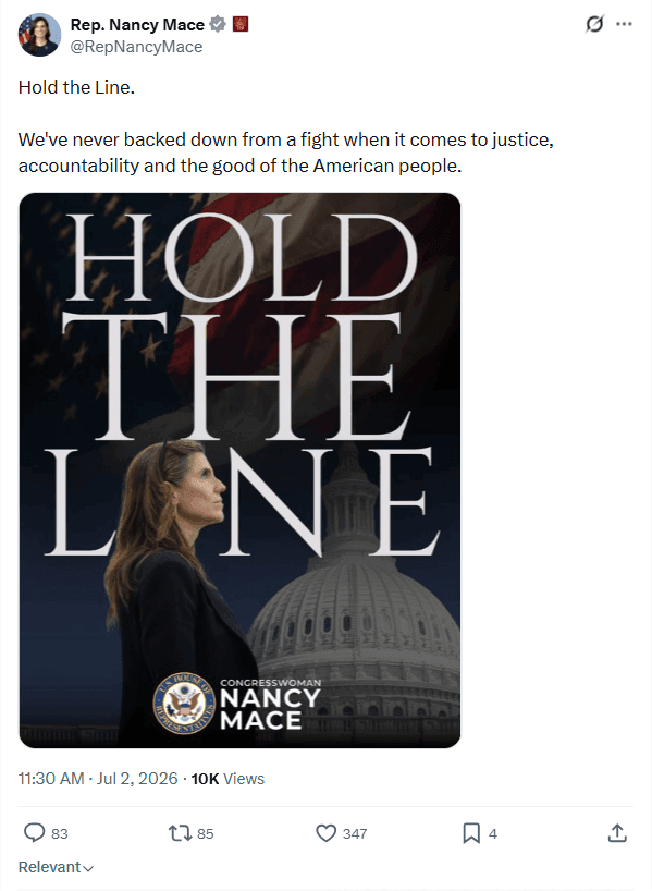 "Hold the Waffle": Mar turns Mace's "Hold the Line" graphic into a Waffle House meme: image 1